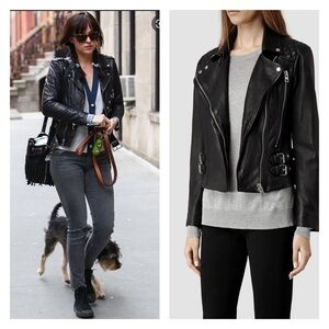 ALLSAINTS Hawks 100% Leather Biker Moto Jacket Size US0 Black All Saints Jacket